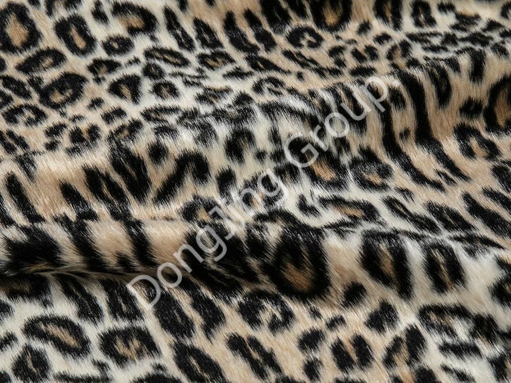 Analysis ponderis et lanae altitudinis characterum trium colorum Jacquard Leopard Print Faux Fur Fabric