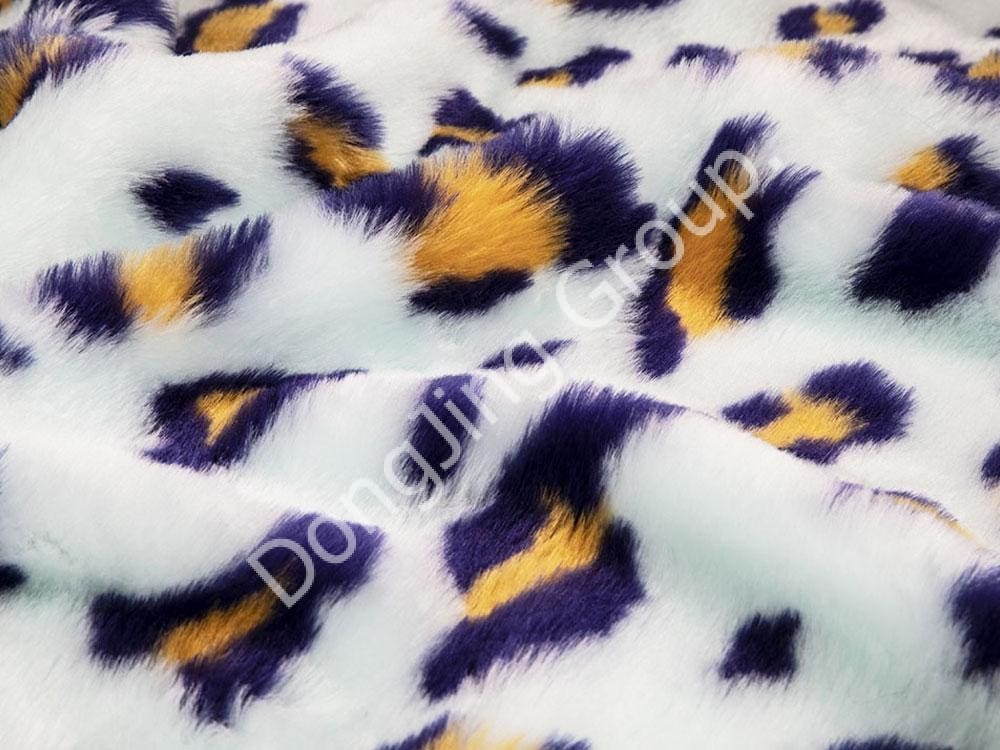 9HW0390-Tres color jacquard (Landi yellow) circulus pardus print faux fur fabric