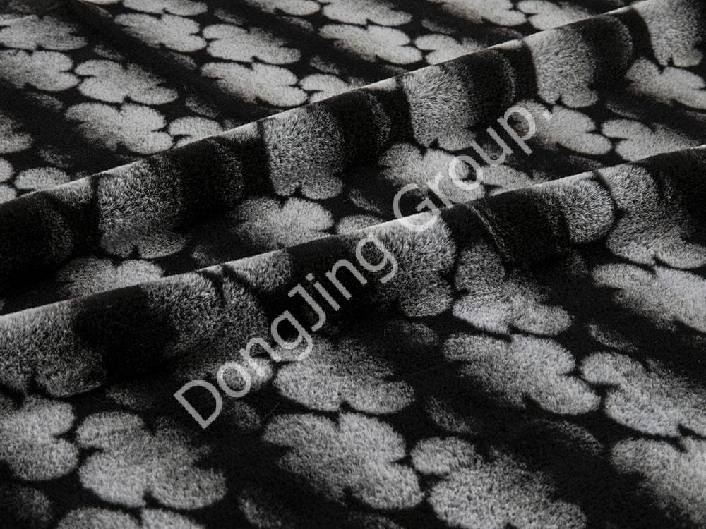 9T2335-Nigrum sigillum florale instructum faux fur fabric