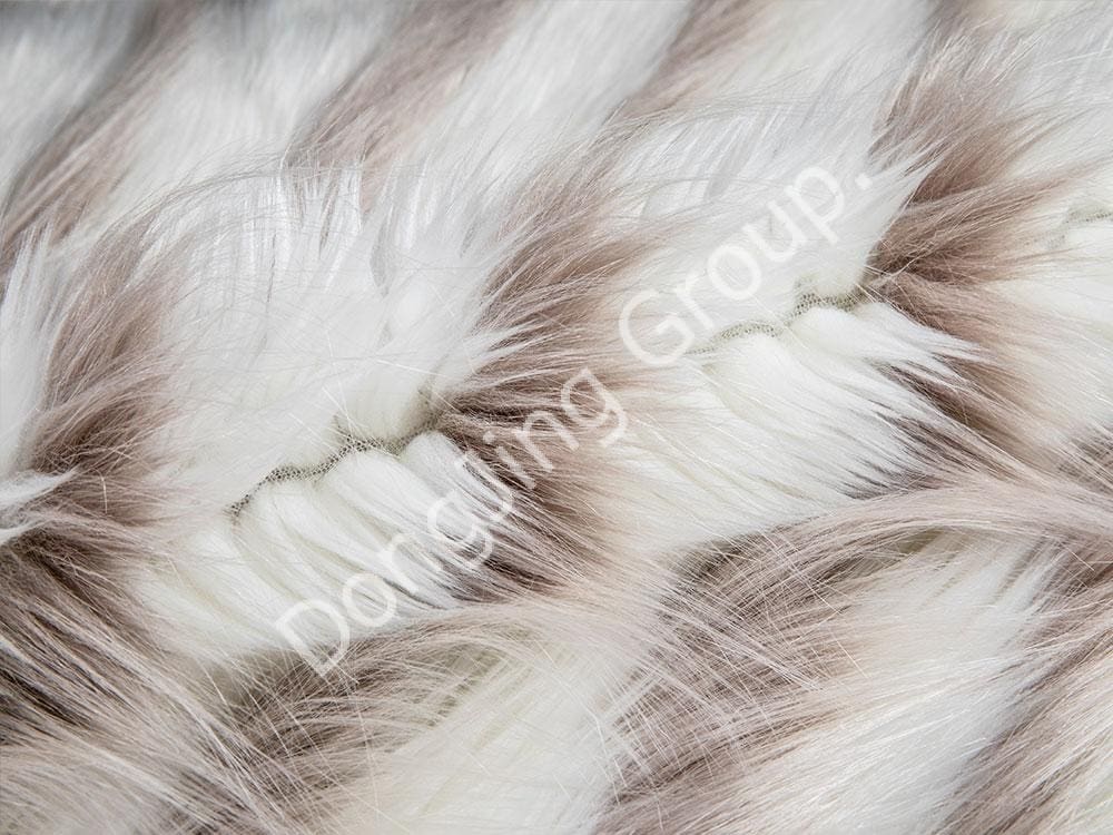 9W1151-Tricolor jacquard canis lupus cavus crinis faux fur fabric