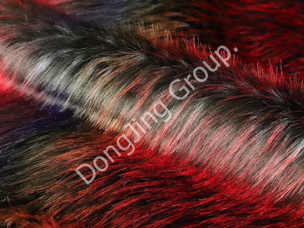 9W1392-nigrum et rubrum coloratum lotor capillus faux fur fabric